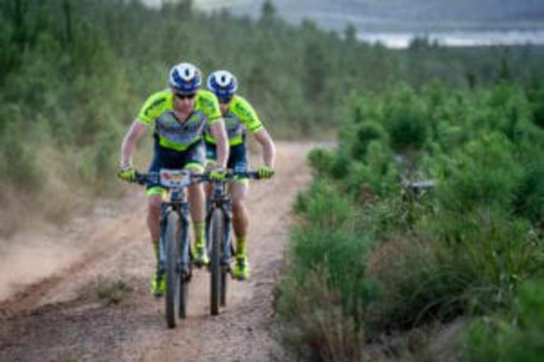 Matthys and Phillip biking together